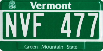 VT license plate NVF477