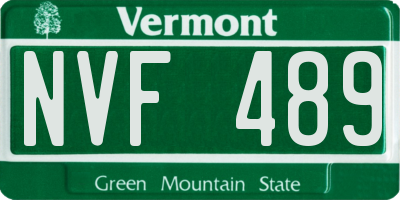 VT license plate NVF489