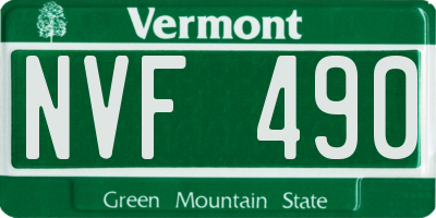 VT license plate NVF490