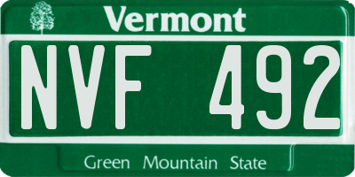 VT license plate NVF492