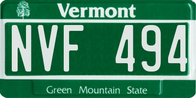 VT license plate NVF494