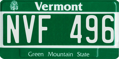 VT license plate NVF496