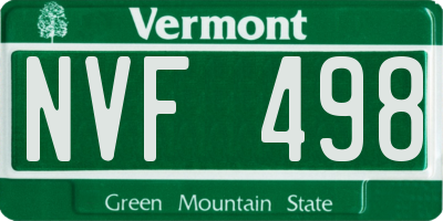 VT license plate NVF498