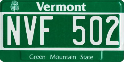 VT license plate NVF502