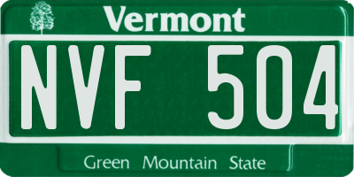 VT license plate NVF504