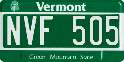 VT license plate NVF505