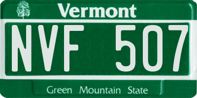 VT license plate NVF507
