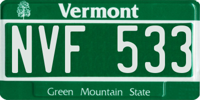 VT license plate NVF533