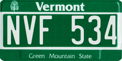 VT license plate NVF534