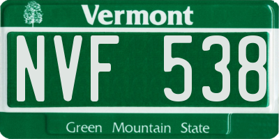 VT license plate NVF538