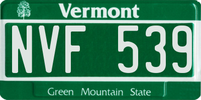 VT license plate NVF539