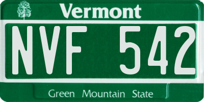 VT license plate NVF542