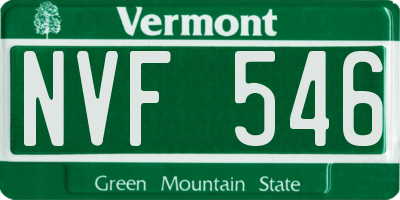 VT license plate NVF546
