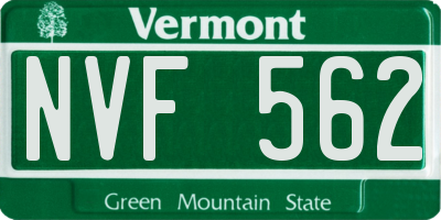 VT license plate NVF562
