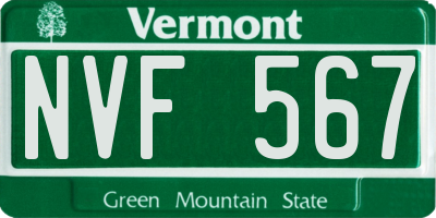 VT license plate NVF567
