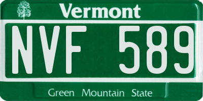 VT license plate NVF589