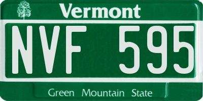 VT license plate NVF595