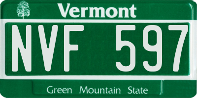 VT license plate NVF597