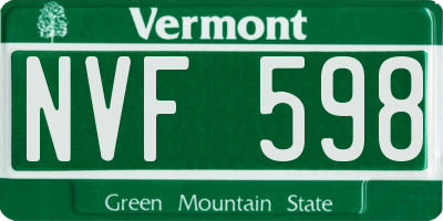 VT license plate NVF598