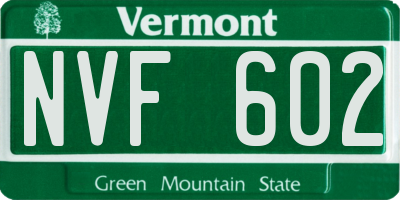 VT license plate NVF602
