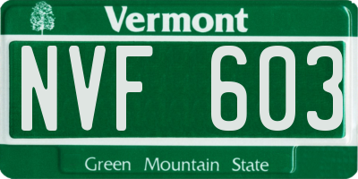 VT license plate NVF603