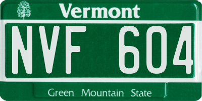 VT license plate NVF604