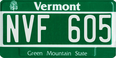VT license plate NVF605