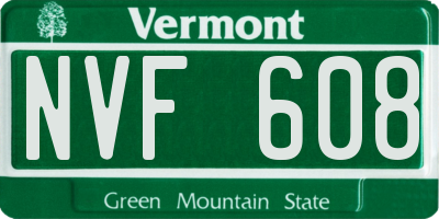 VT license plate NVF608