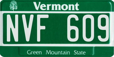 VT license plate NVF609