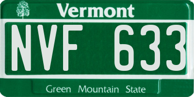 VT license plate NVF633