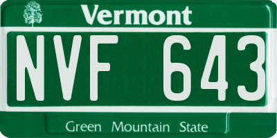 VT license plate NVF643