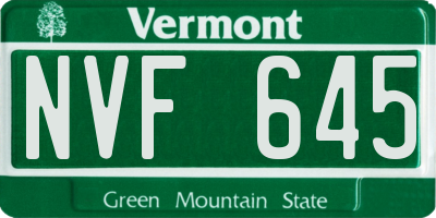 VT license plate NVF645