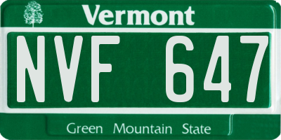 VT license plate NVF647