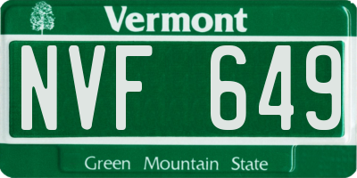 VT license plate NVF649