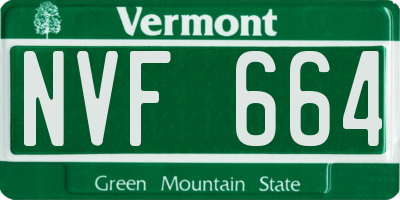 VT license plate NVF664