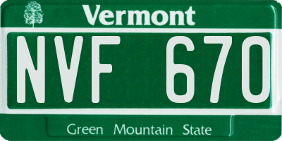 VT license plate NVF670