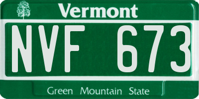 VT license plate NVF673