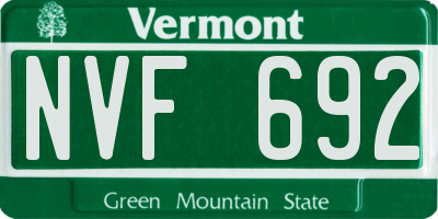 VT license plate NVF692