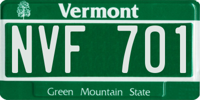 VT license plate NVF701