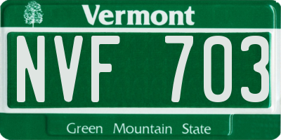 VT license plate NVF703
