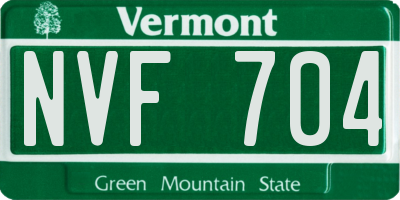 VT license plate NVF704