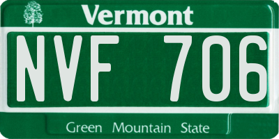 VT license plate NVF706