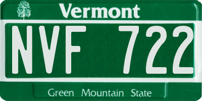 VT license plate NVF722