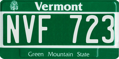VT license plate NVF723