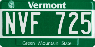 VT license plate NVF725