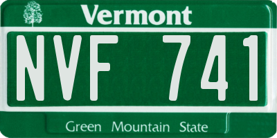 VT license plate NVF741