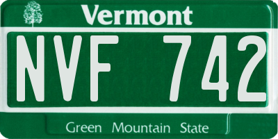 VT license plate NVF742