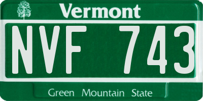 VT license plate NVF743