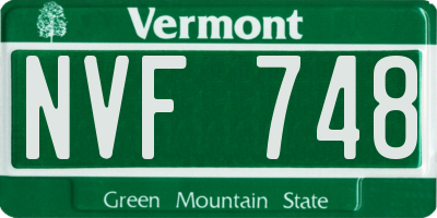 VT license plate NVF748