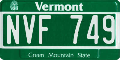 VT license plate NVF749